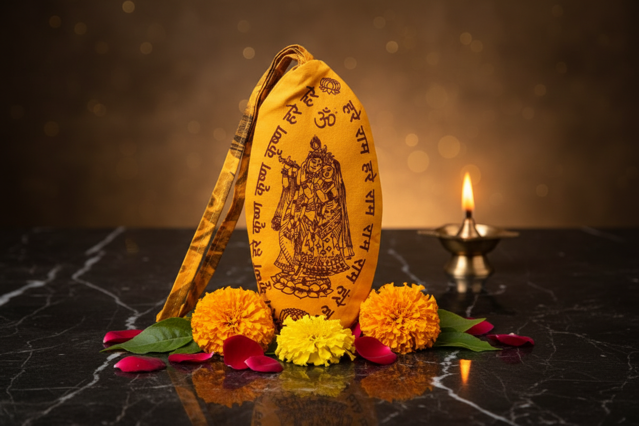 Hare Krishna Japa Bag Premium Shot — No Beads