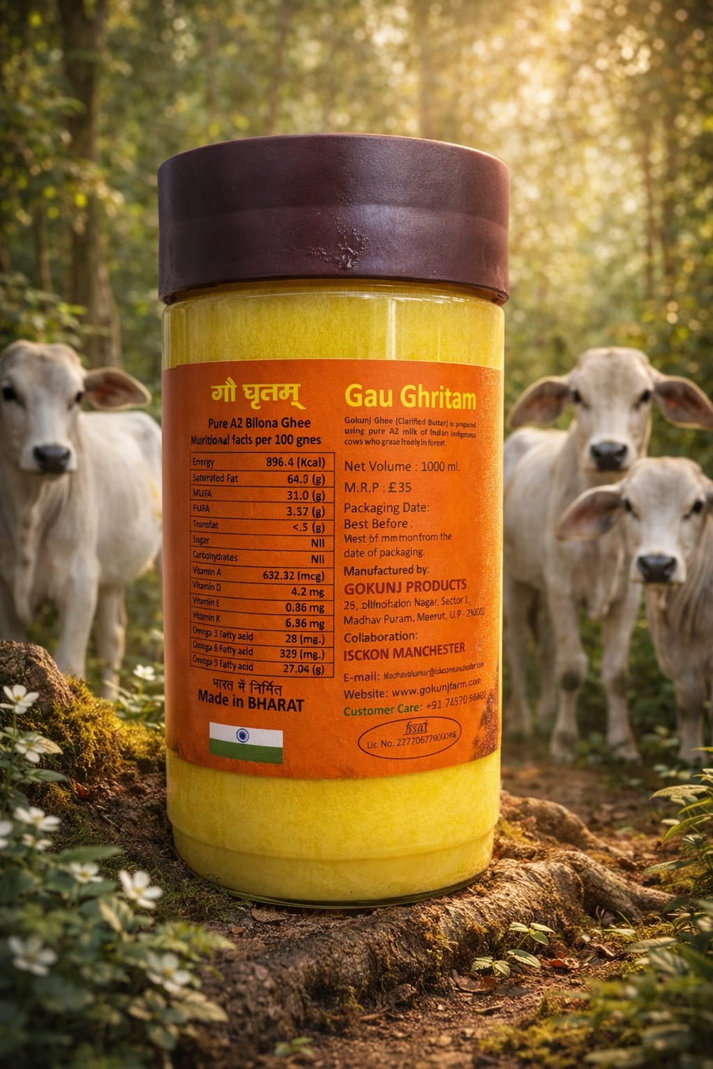 Pure Cow Ghee – 1 Litre | Traditional Indian A2 Cow Ghee